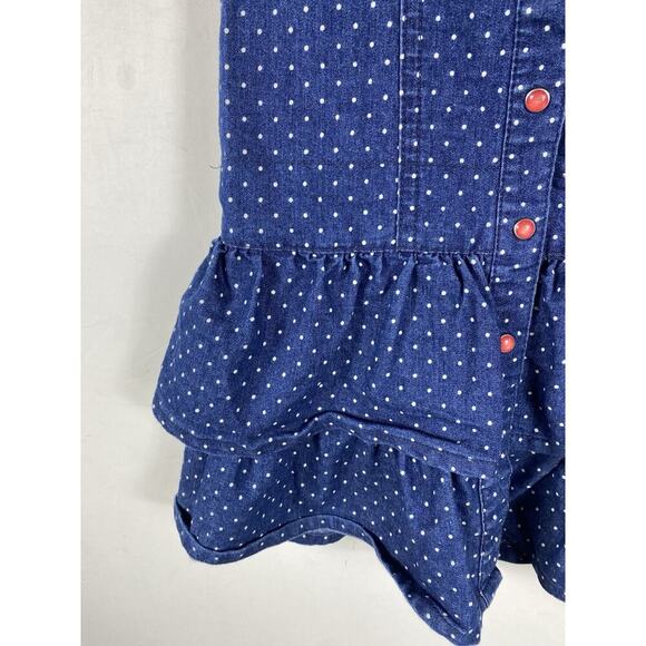 Guess Jeans Denim Dress Girls Size 5 Button Up Ruffle Hem Polka Dot Y2K Retro - Picture 2 of 11